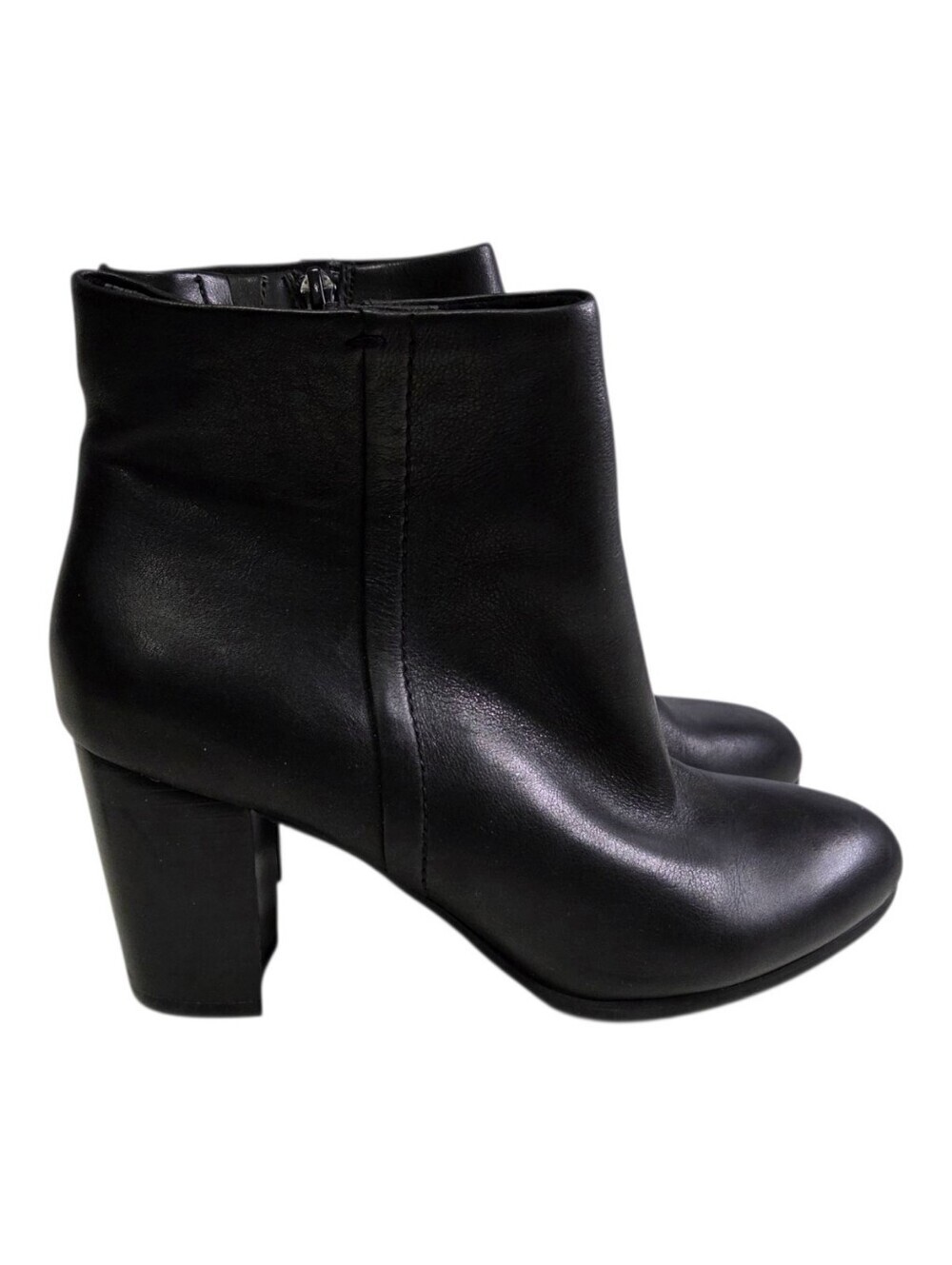 Vionic Kennedy Black Leather Zip Ankle Boots Size 7.5